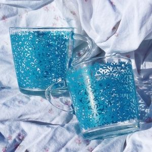 Set of 2 Turquoise Floral Glasses